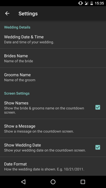 Settings Screen